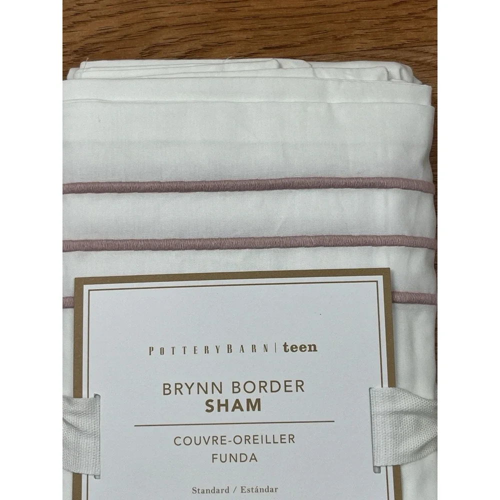 Pottery Barn Teen Brynn Border Pillow Sham, Standard Size,‎ Pink Stripe NEW